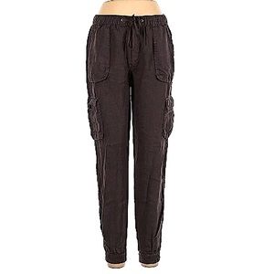Nicole Miller Gray Linen Cargo Joggers